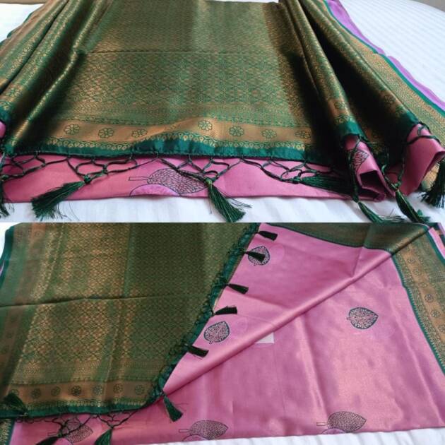 Royal Green & Pink Banarasi Silk Saree