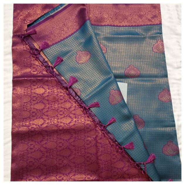 Royal Blue & Purple Banarasi Silk Saree