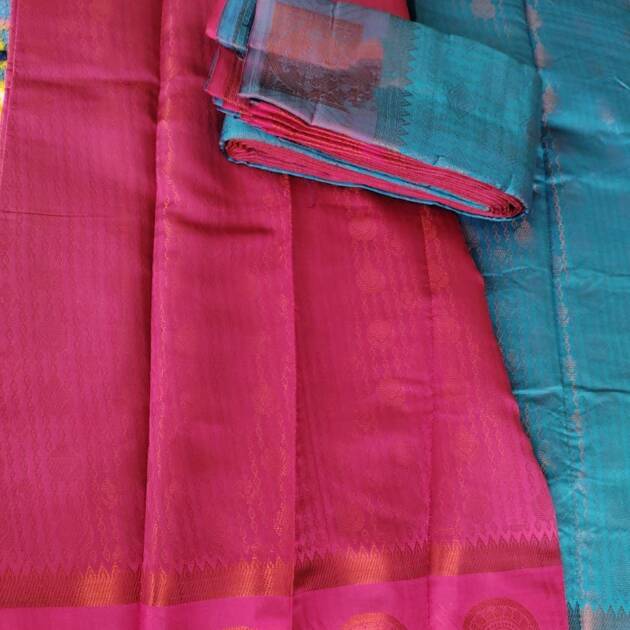 Rich Magenta with Gold Zari Border